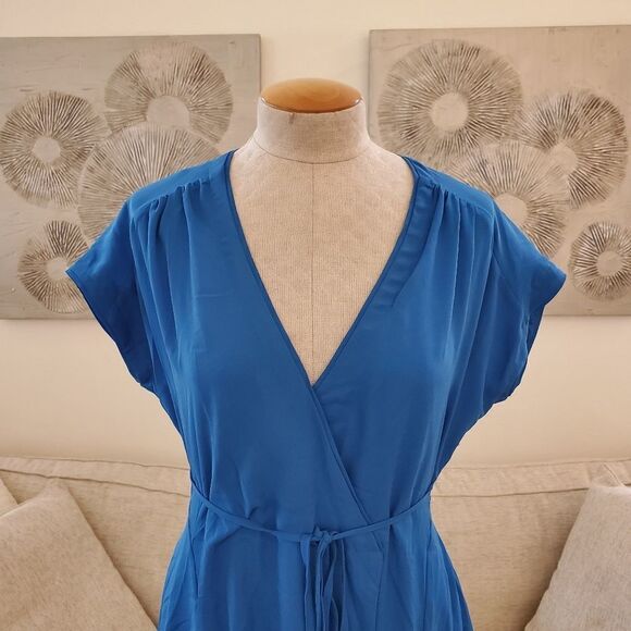 One One Six: Waist-Tie Faux-Wrap Mini Dress size XS in Blue- NEW - Picture 4 of 11